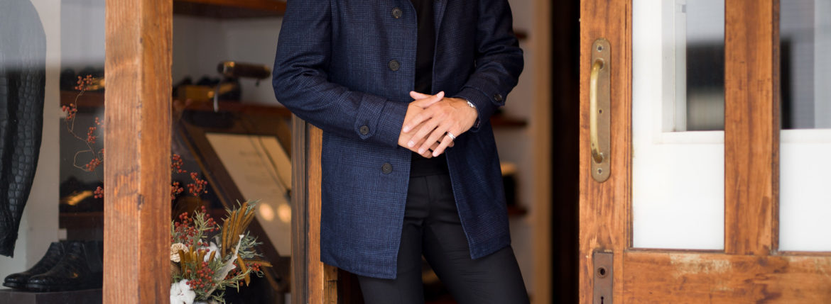 ISAIA(イザイア) CAPPOTTO(カポット) カシミヤ シルク カーコート NAVY