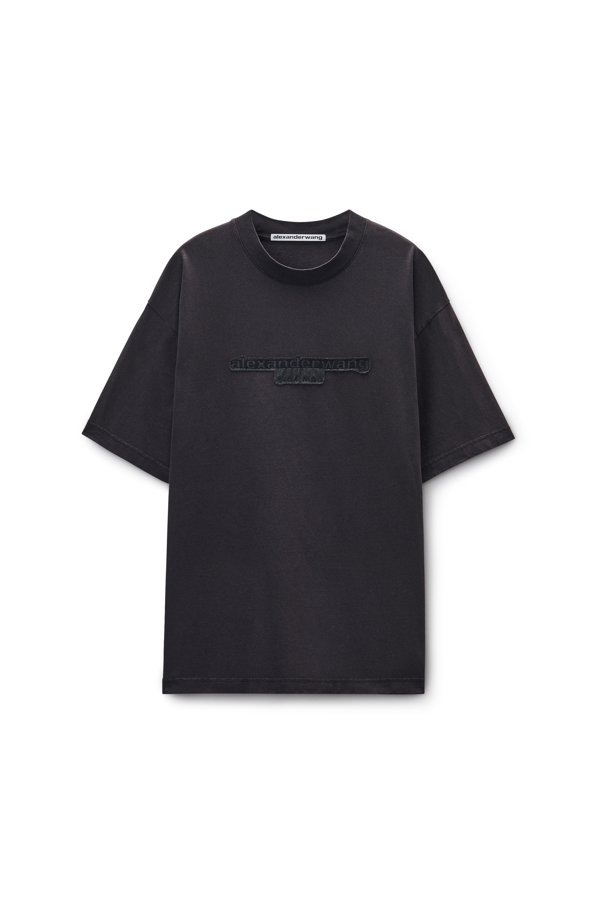 Washed Grey Jersey Logo Long-Sleeve Tee in WASHED BLACK BEAN
