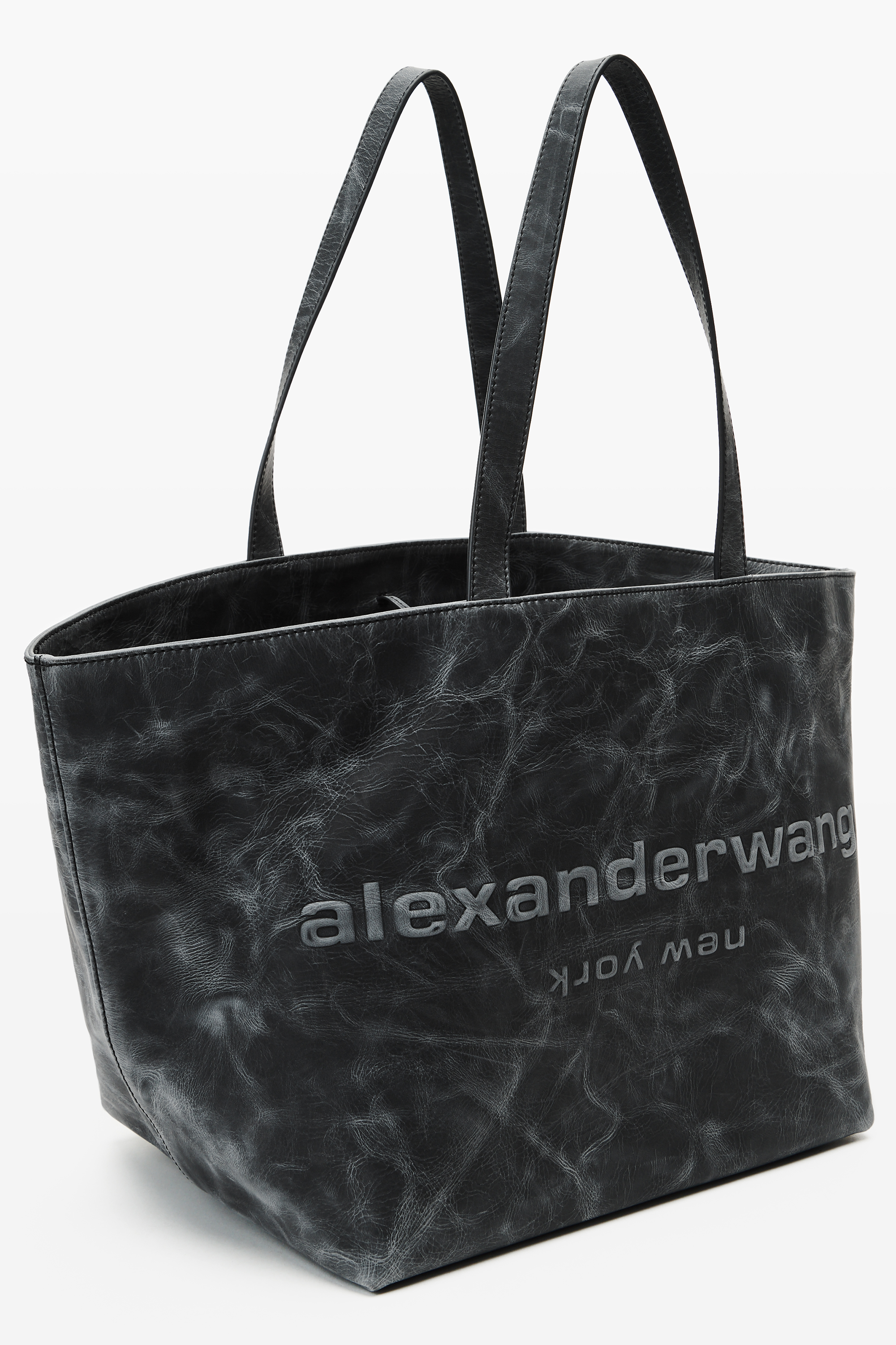Distressed Grey Leather Punch Tote in DISTRESSED GREY SMOKE