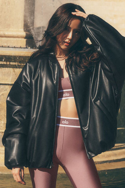 Faux Leather Premier Bomber - Black | ALO