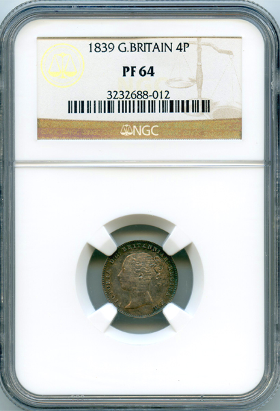 イギリス ヴィクトリア女王 1839年 4ペンス 銀貨 NGC PF64 | ARK