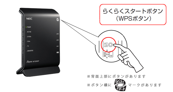 WF1200HPの『らくらくスタートボタン』『WPSボタン』｜Aterm Q&A｜目的
