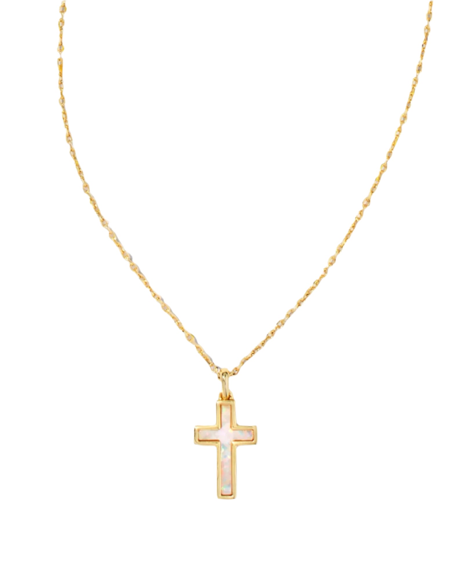 Cross Gold Pendant Necklace in White