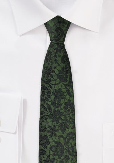Skinny Designer Floral Tie in Forest | Bows-N-Ties.com