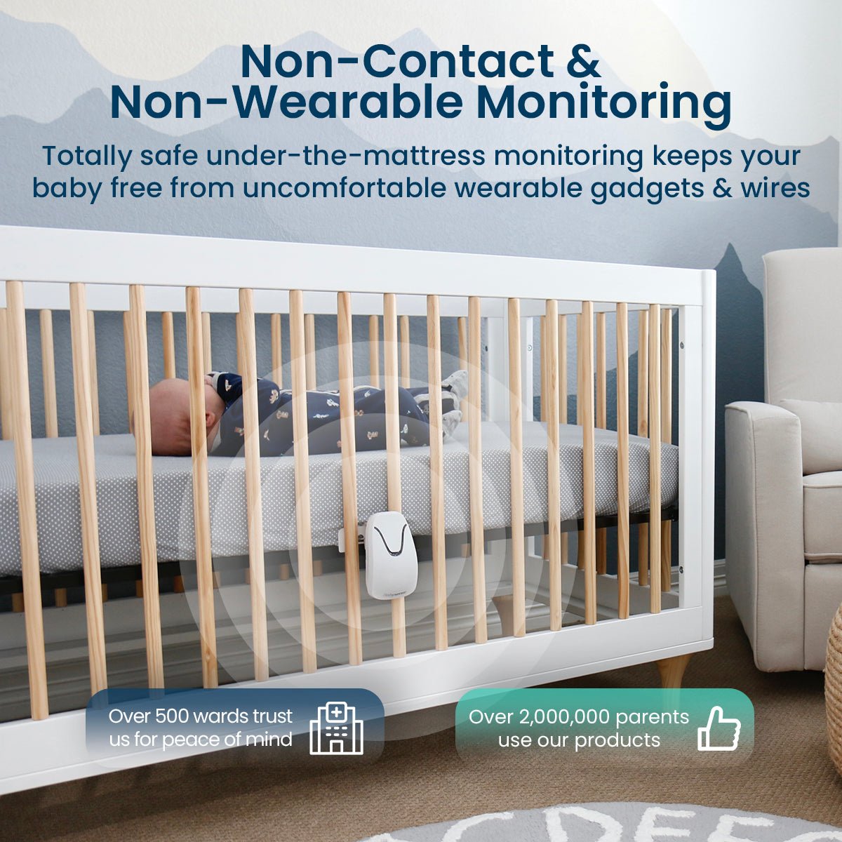 Babysense 7 - Baby Monitor with Breathing Motion Detection & Safety Al