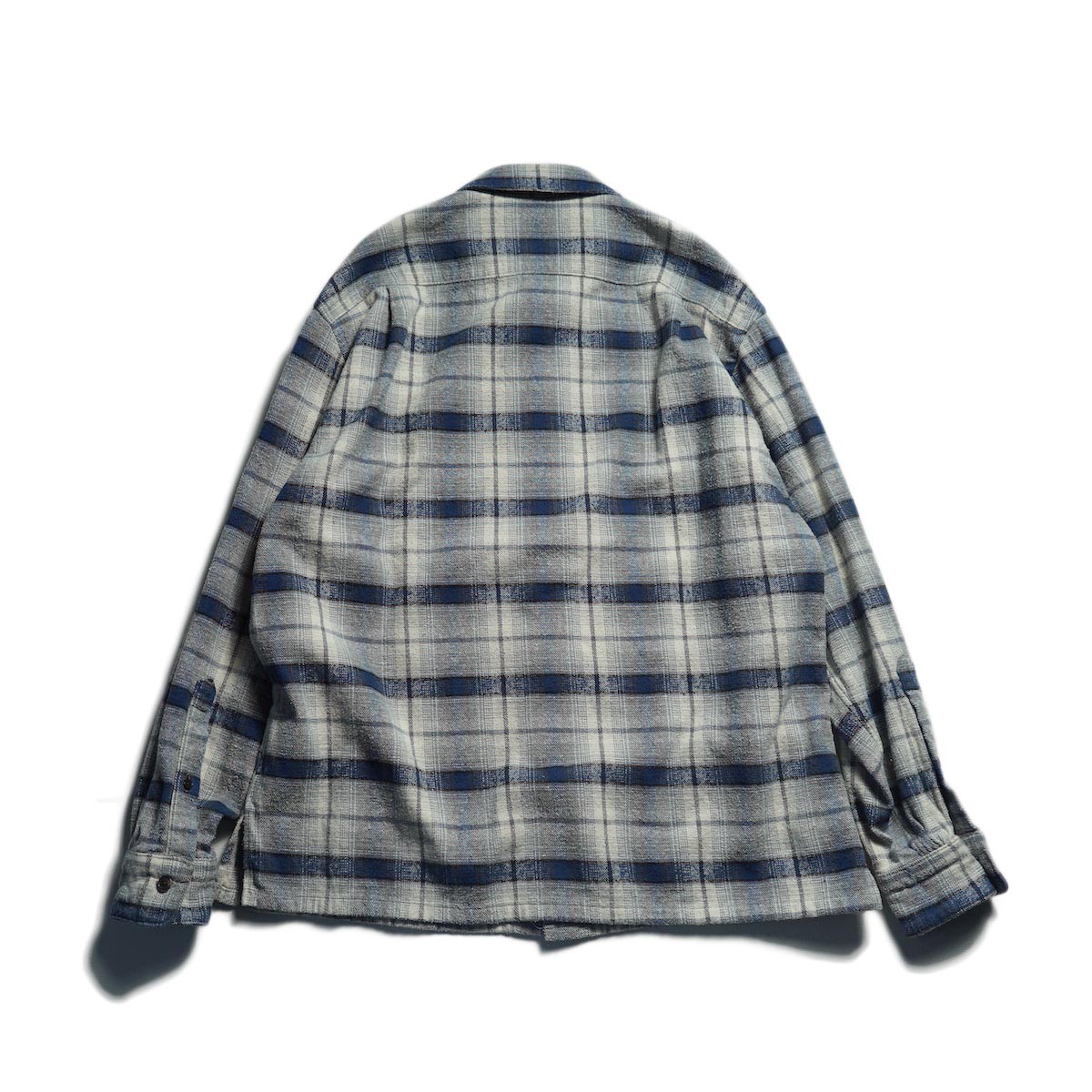 A.PRESSE / Vintage Cotton Silk Nep Twill Check Shirt (Navy)