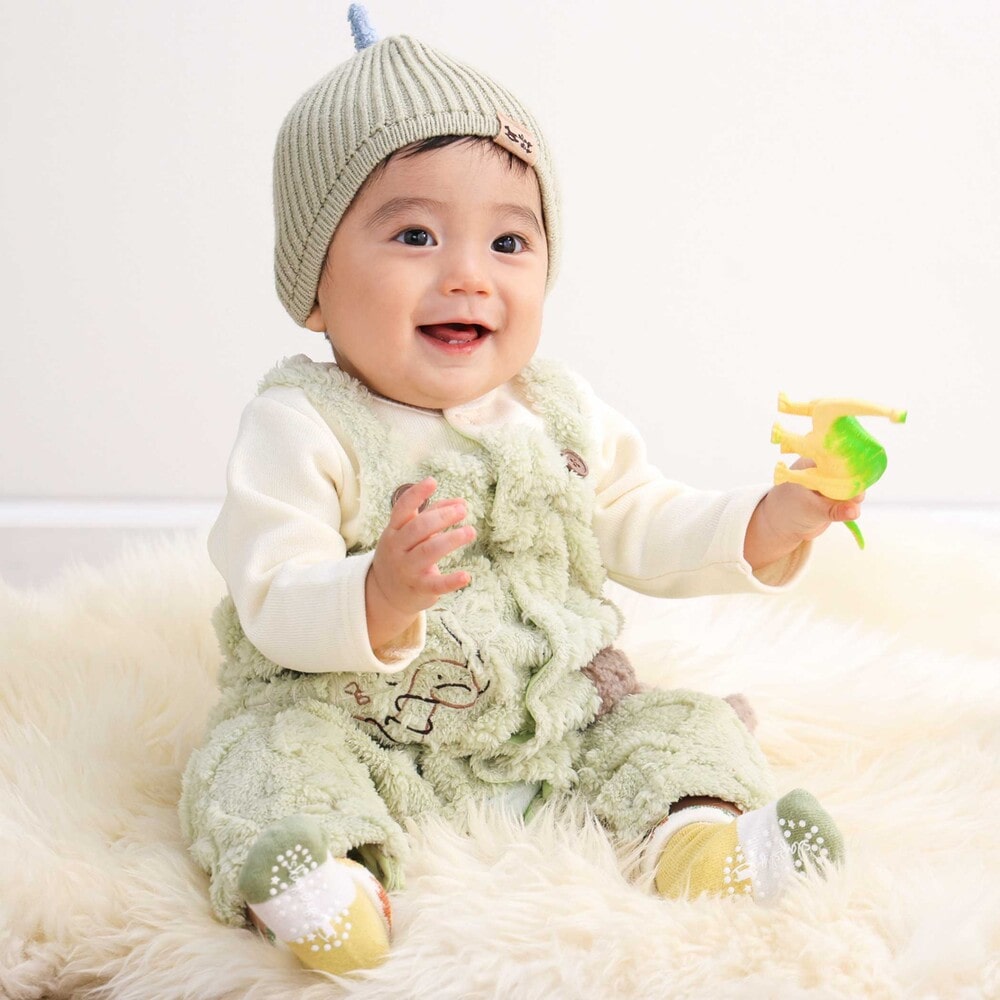 ボアサロペットレイヤードロンパース(70~80cm)(70cm グリーン): 新生児