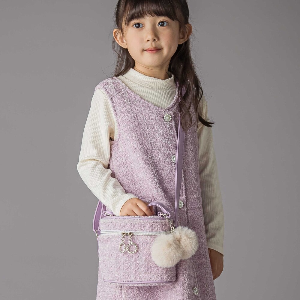 限定商品】【お揃い】ラメボアツイードショルダー付きバニティバッグ