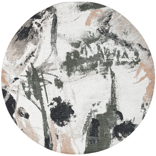Online Gallery Fresque Indian Rice 9393 Green Abstract Circle Rug
