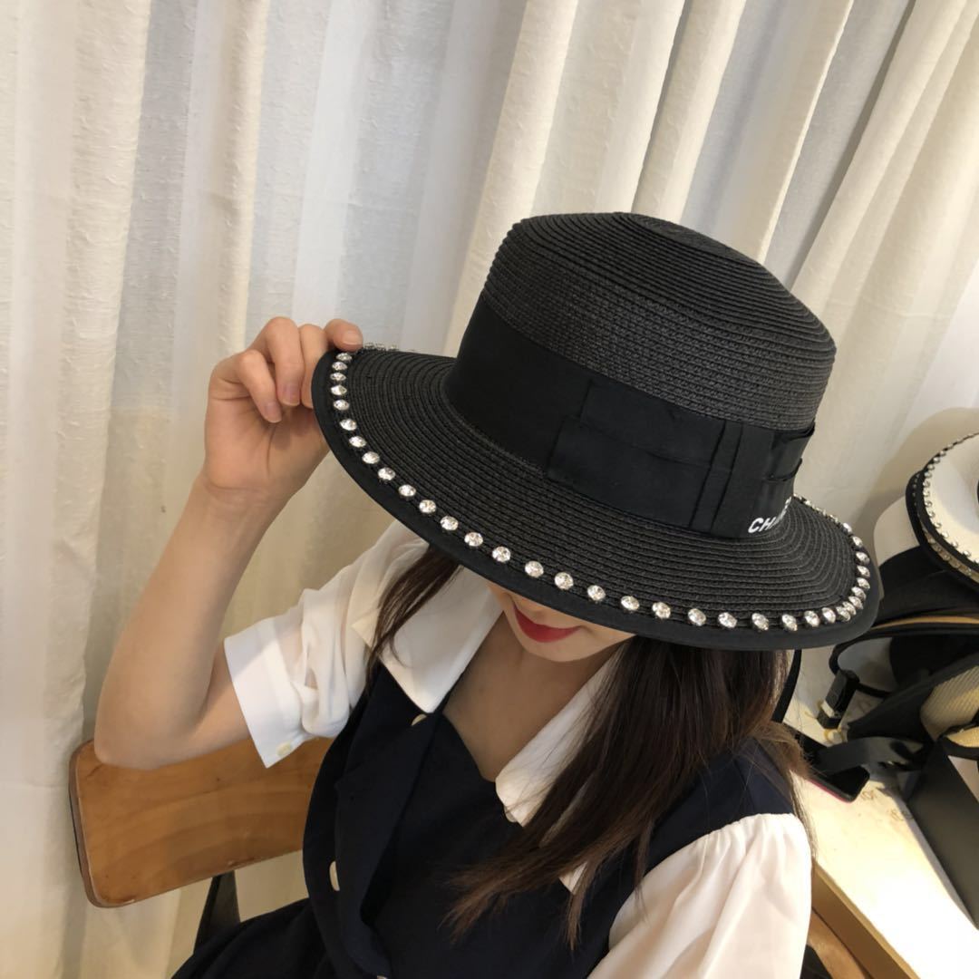 シャネル 麦わら帽子レディースつば広帽ハット 夏 全試合 ファッション