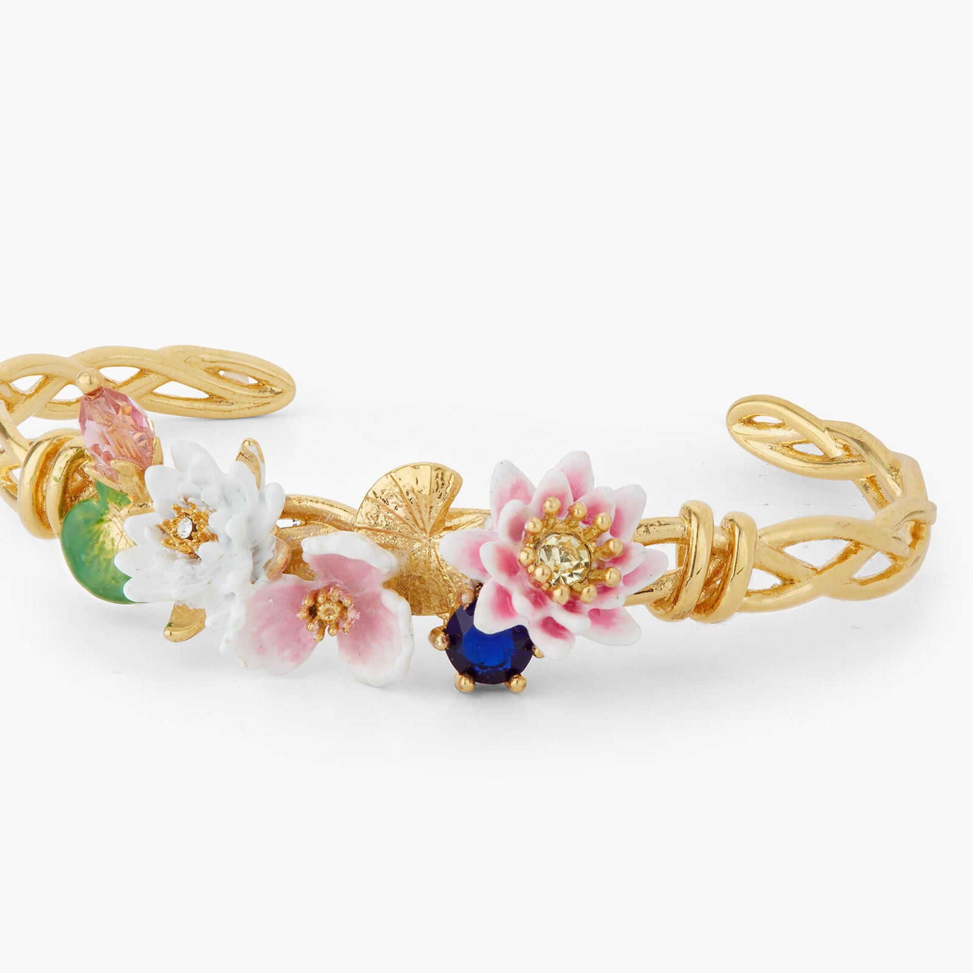 LES NEREIDES Flowers And Blue Stone Bangle Bracelet – Blue Salon