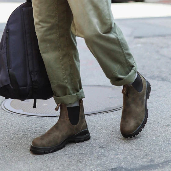 Rustic Black Premium Leather Chelsea Boots, Men's Lug 2238