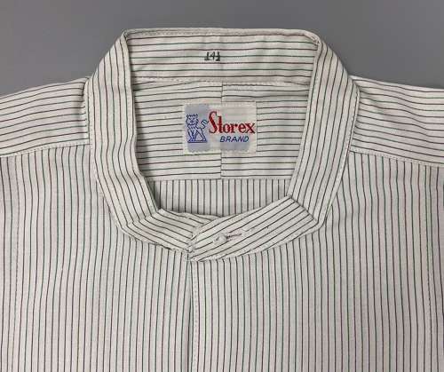 Original 1960s Men's Shirt by 'Storex' - Green/Blue Needle Strip
