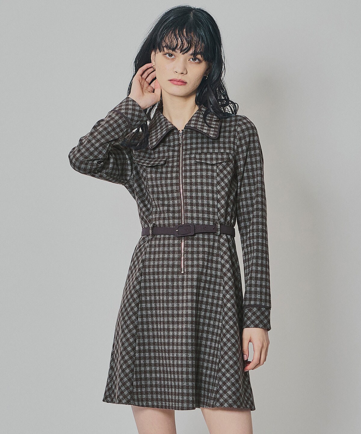 クラシカルチェックZIPミニワンピース