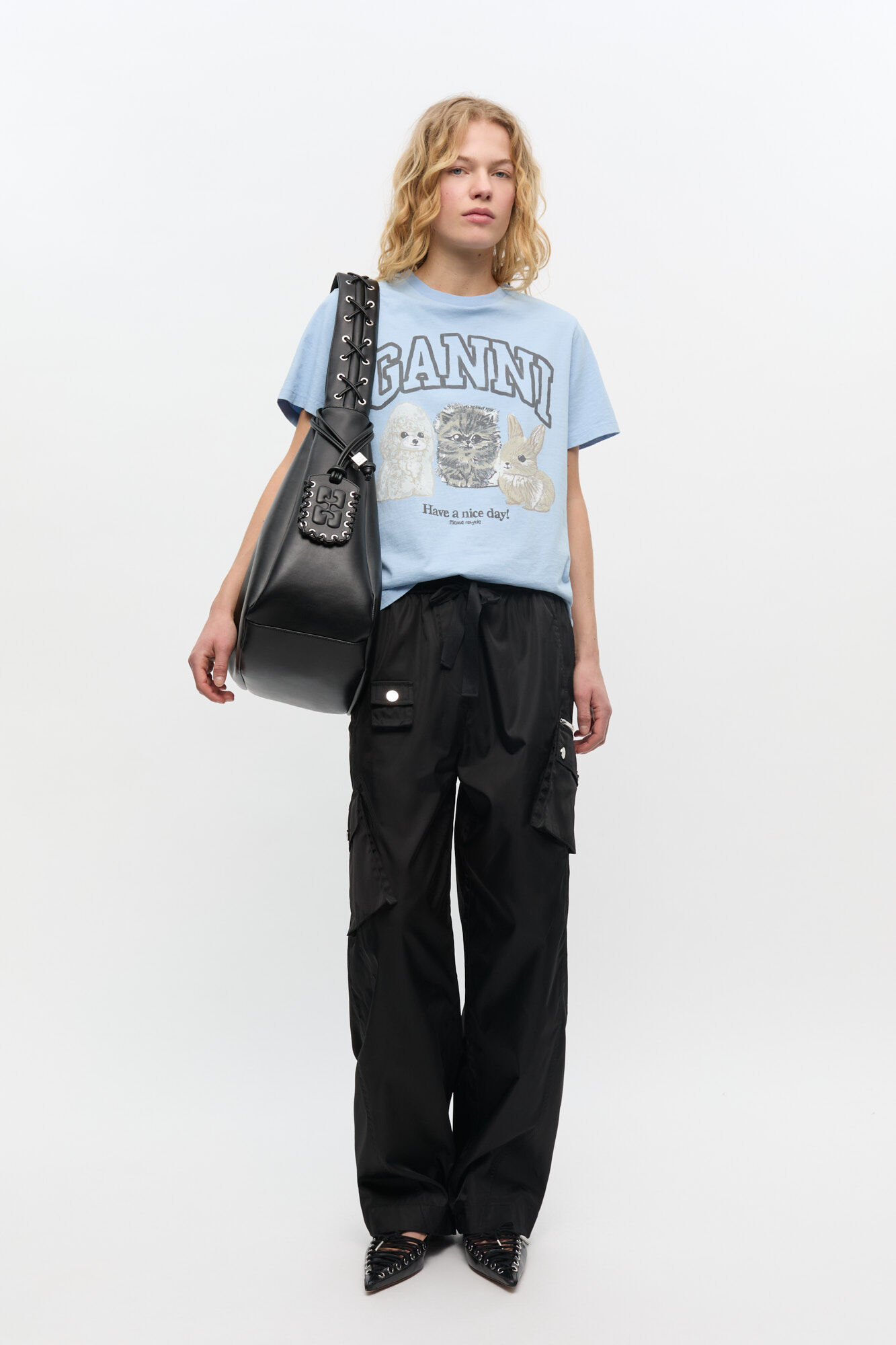 Black Black Nylon Elasticated Pants | GANNI US