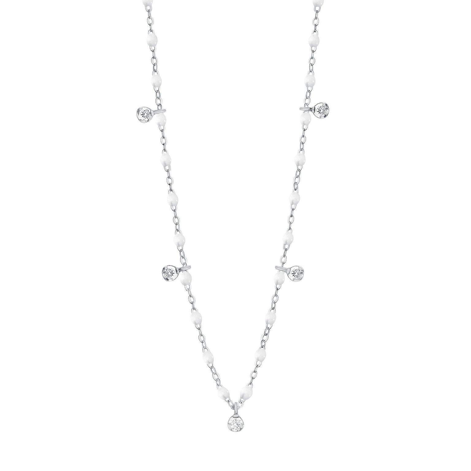 Gigi Supreme Classic 5 Diamond Necklace, White, White Gold, 45 cm