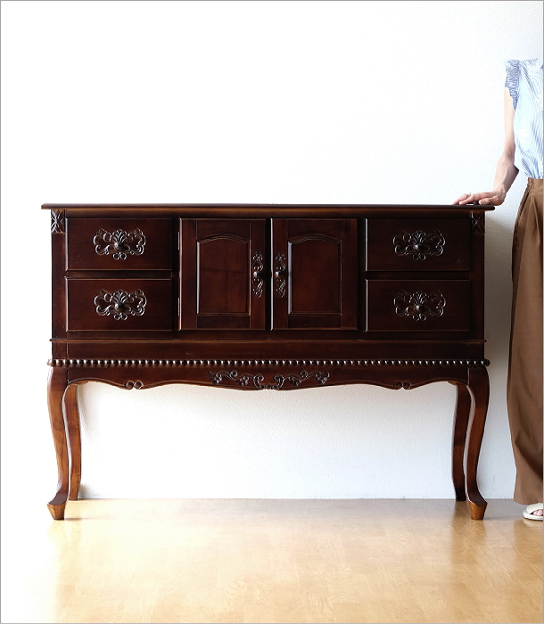 キャビネット アンティーク 脚付き 猫脚 完成品 木製 おしゃれ