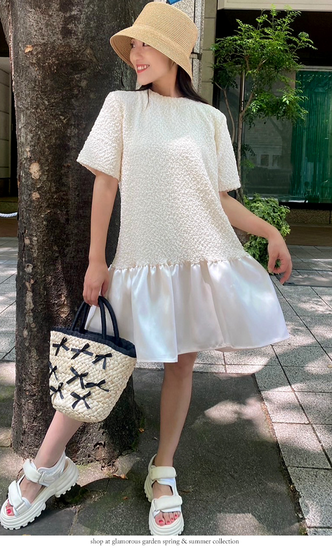 異素材ドッキングワンピース【7i-831-04578】