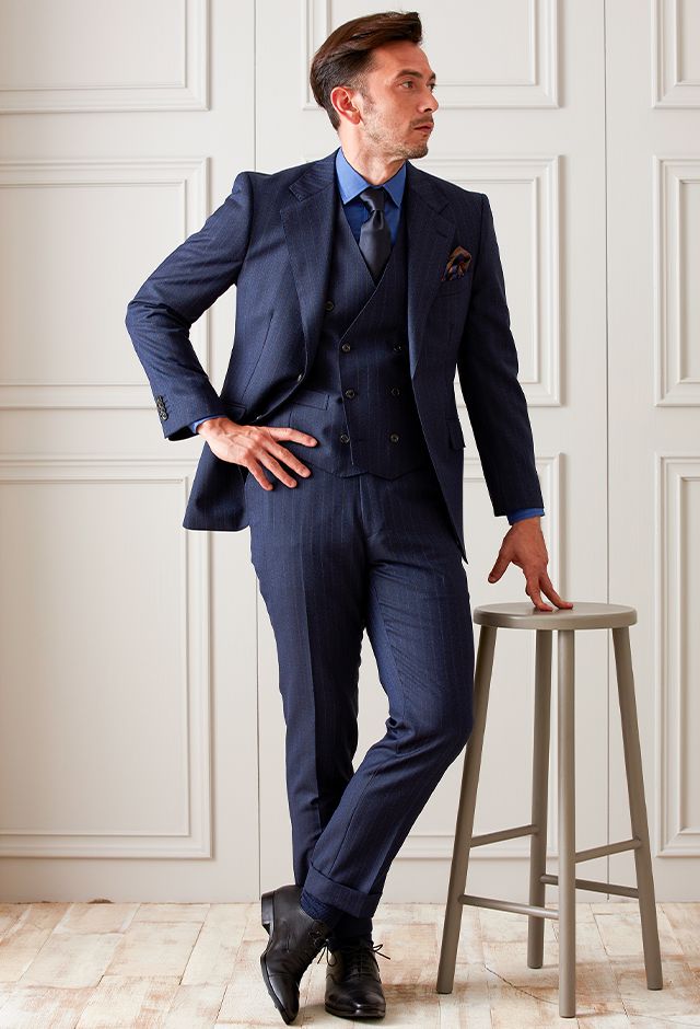 ネイビースーツ・ストライプのコーディネート（CANONICO）｜56-313-3
