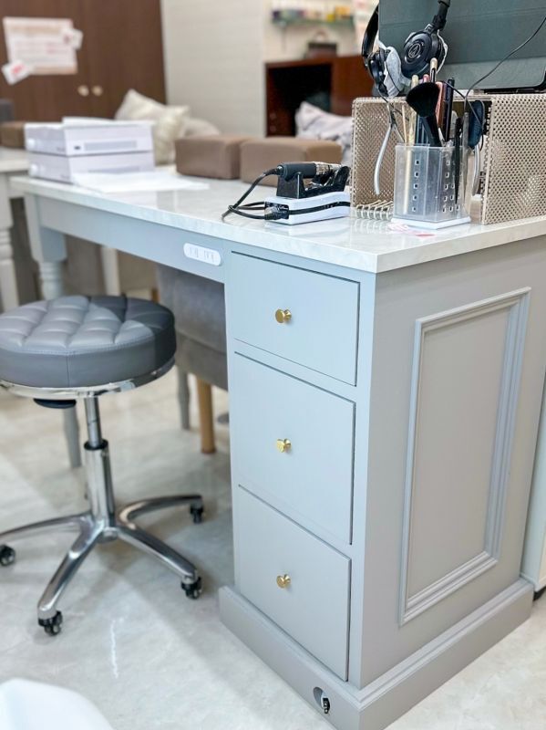 かわいい大理石天板ネイルテーブルのオーダーメイド専門店W1150引出し