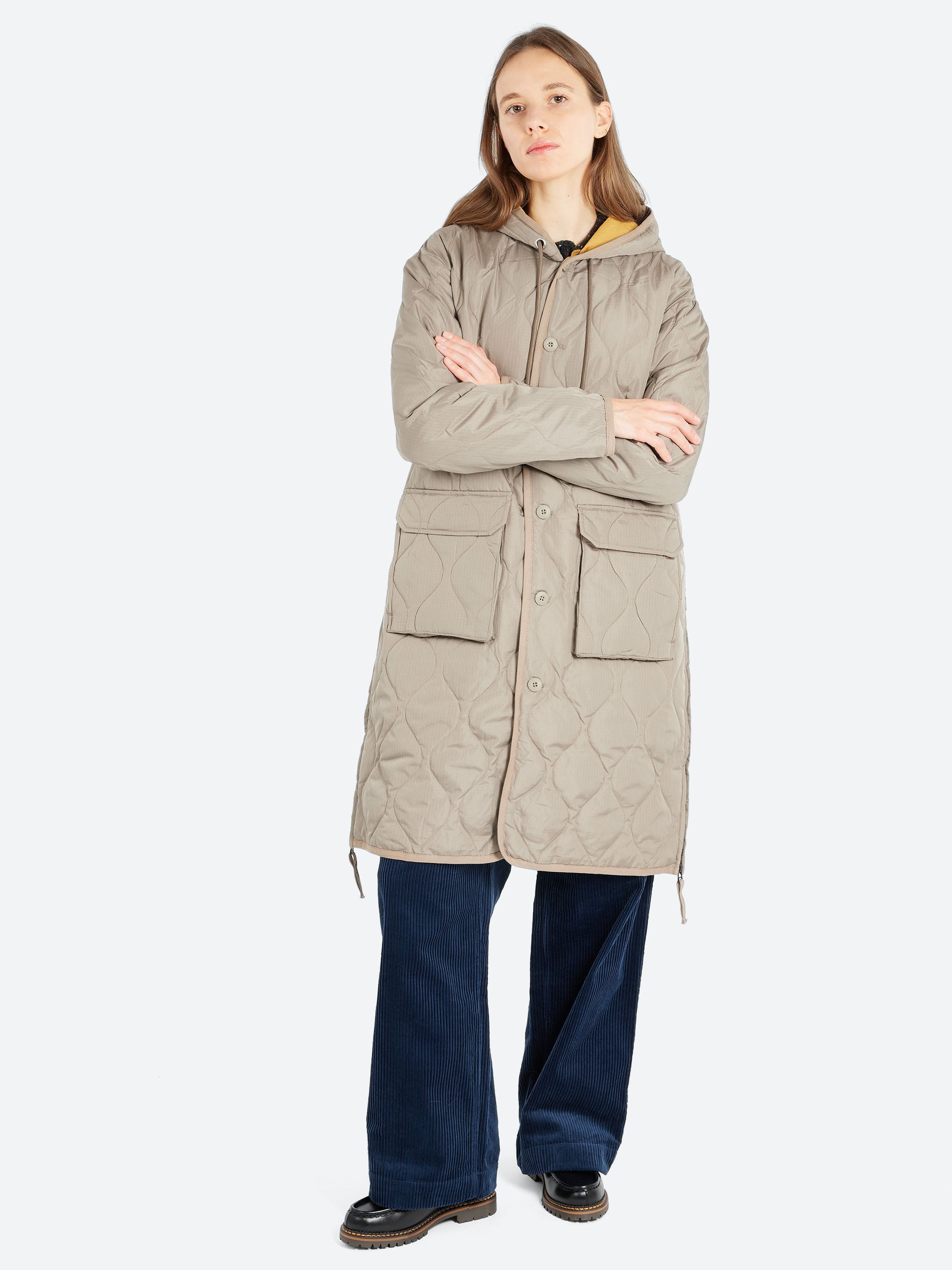 TAION - Military Hood Long Down Coat in Light Mocha – gravitypope