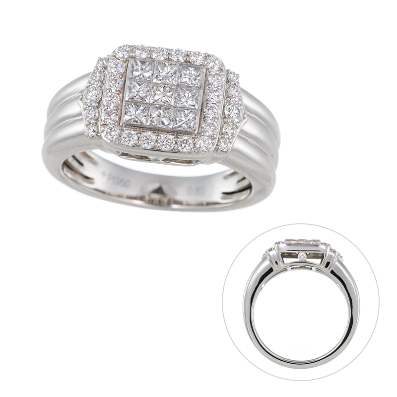 GSTV PT950 ダイヤモンド ミステリーセッティング リング D 約0.85ct