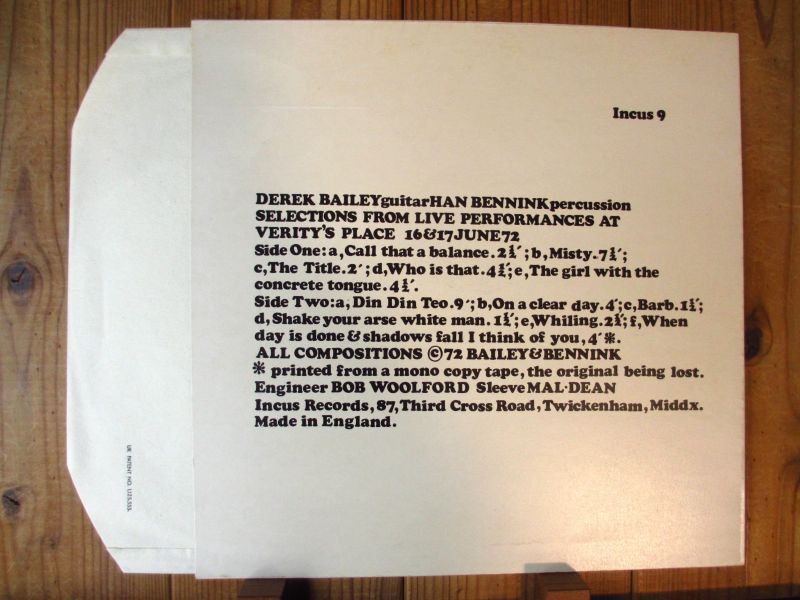 Derek Bailey & Han Bennink / Derek Bailey & Han Bennink - Guitar