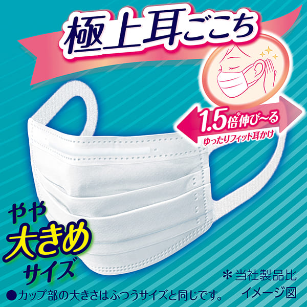 超快適マスク極上耳ごこちやや大きめ6枚×3袋｜ユニ・チャーム