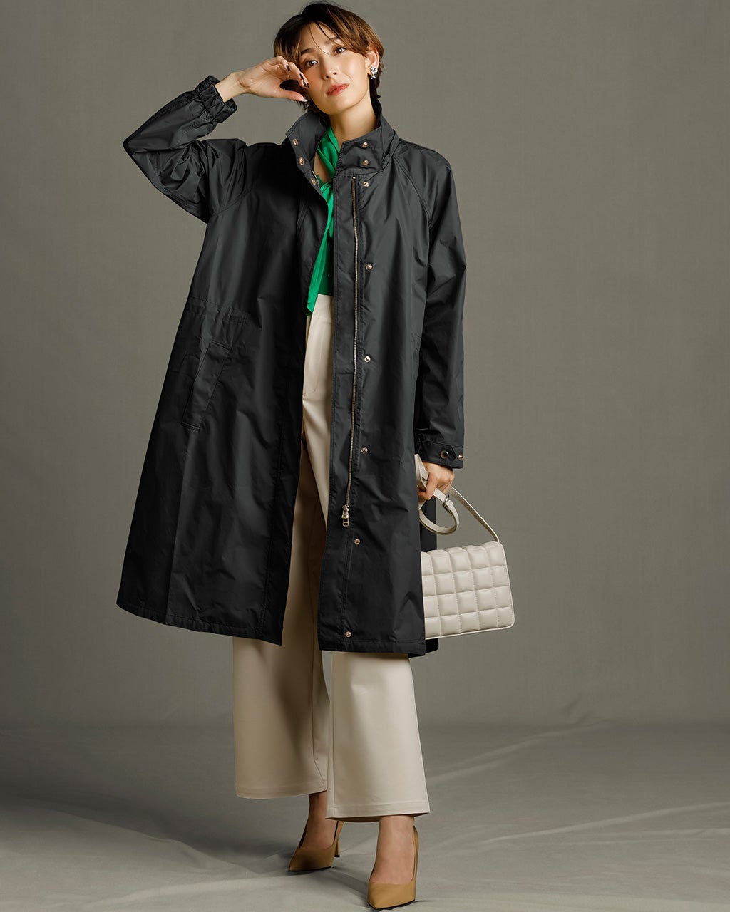 シャンブレーツイル・Aラインコート/DoCLASSE