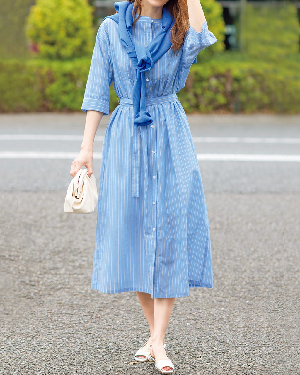 リネン混・ストライプシャツワンピース/DoCLASSE