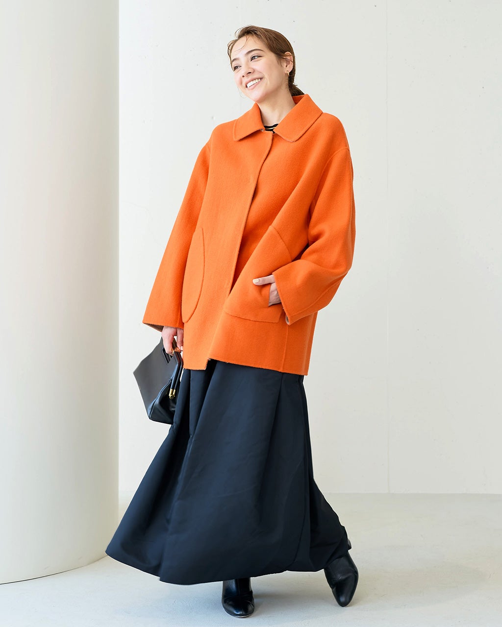 カシミヤ混ウールリバー・コート/DoCLASSE