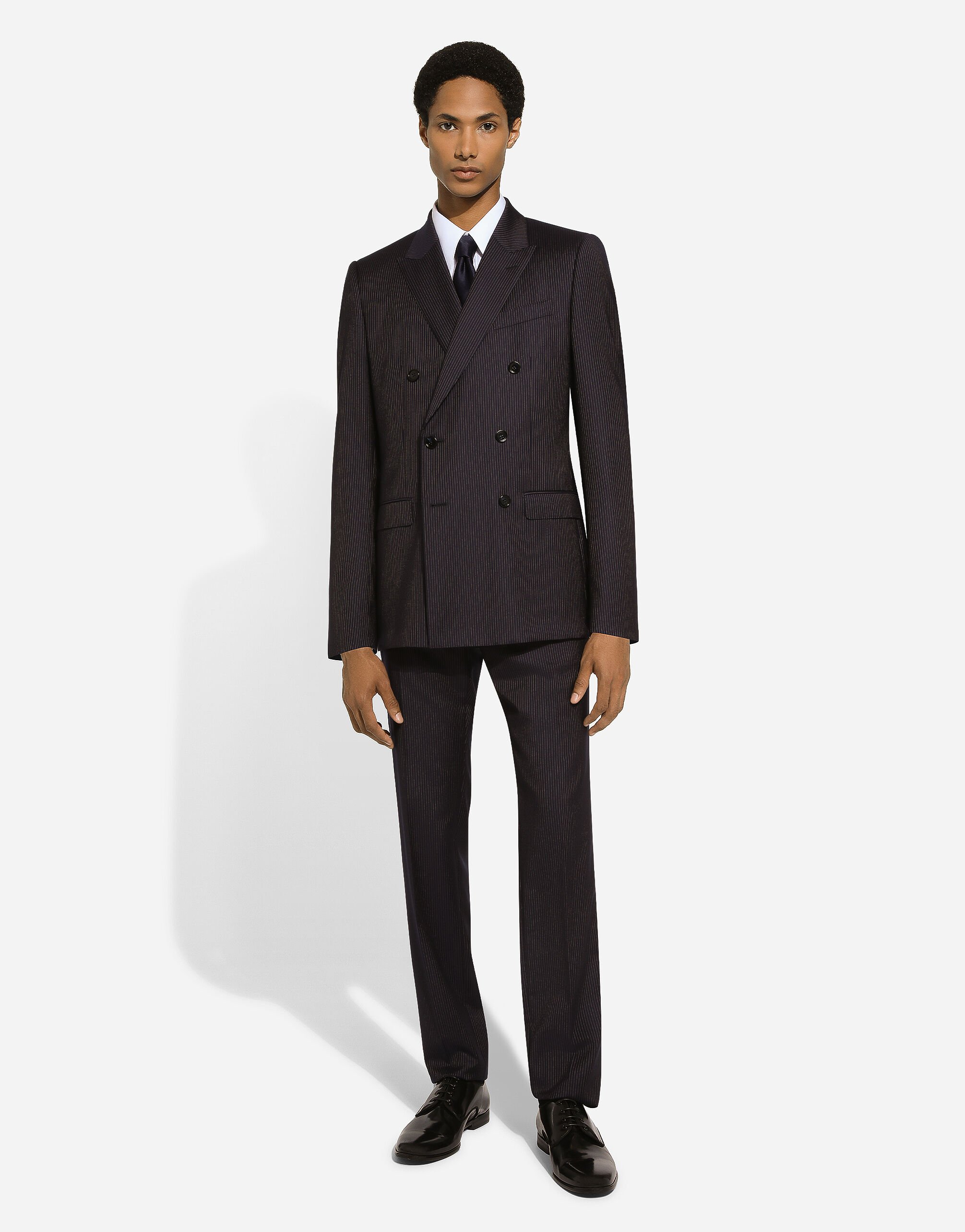 Pinstripe double-breasted Martini-fit suit in Blue for Men