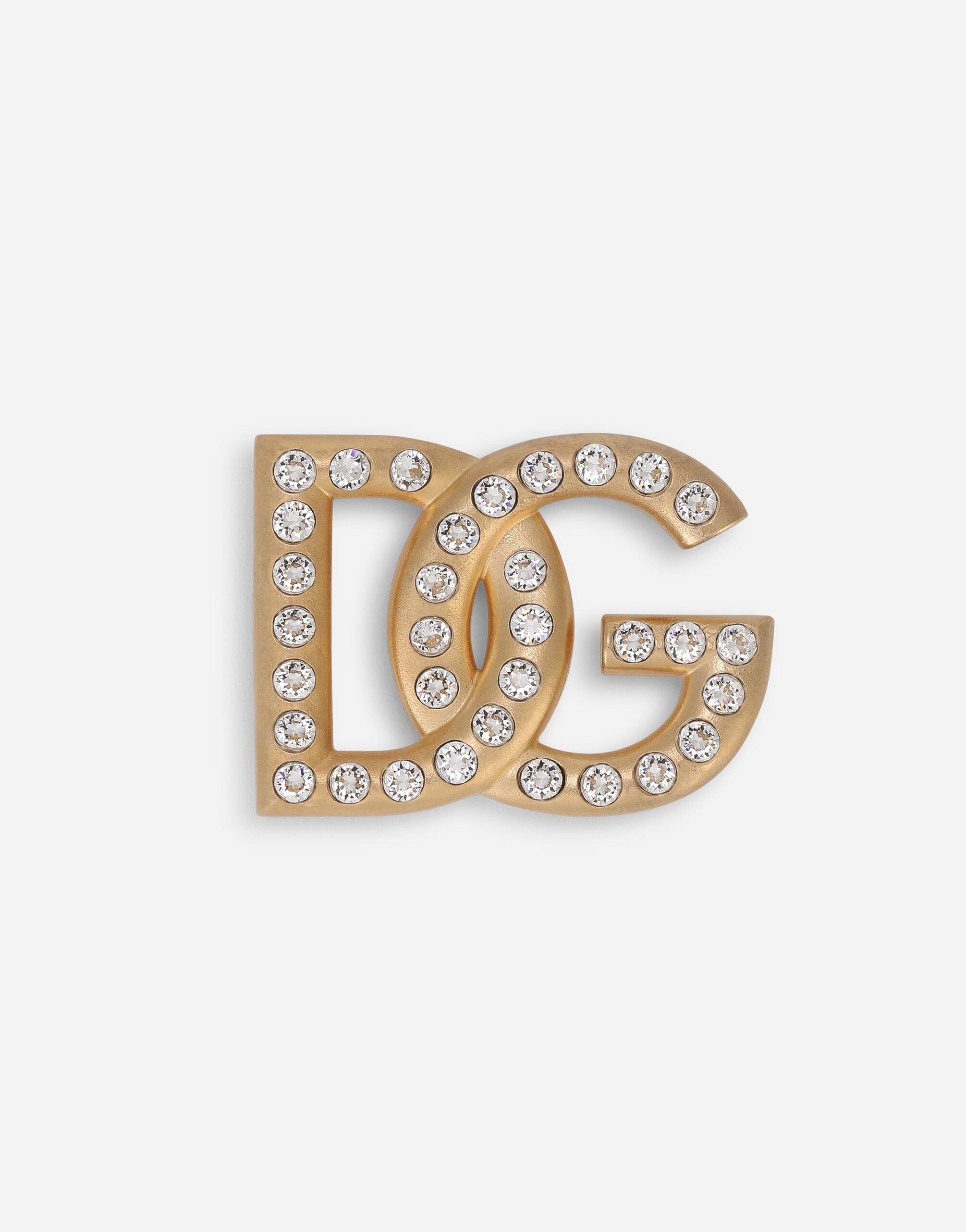 Rhinestone-detailed DG logo brooch in Gold for Women