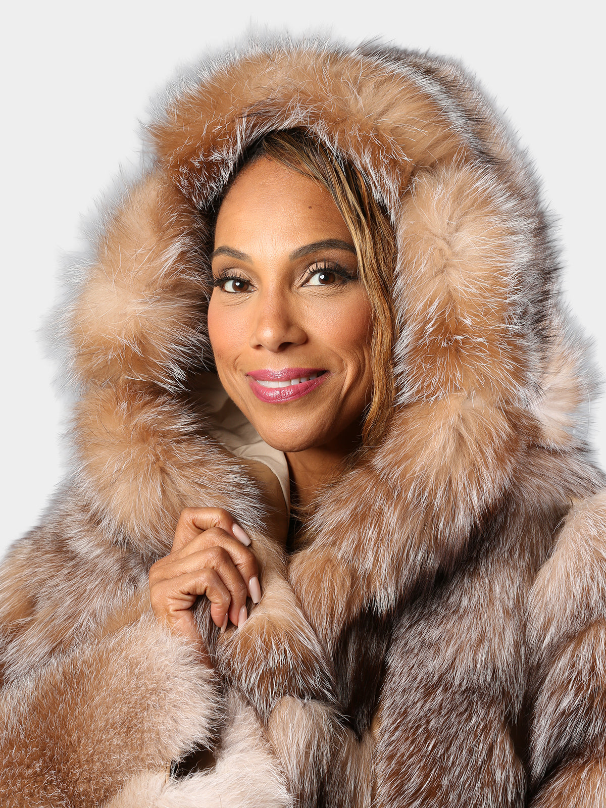 Women's Dyed Crystal Fox Fur Coat