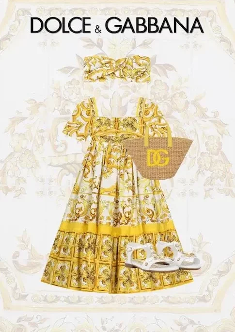 Dolce & Gabbana Kids Girls Yellow Majolica Mini Me Dress Collection