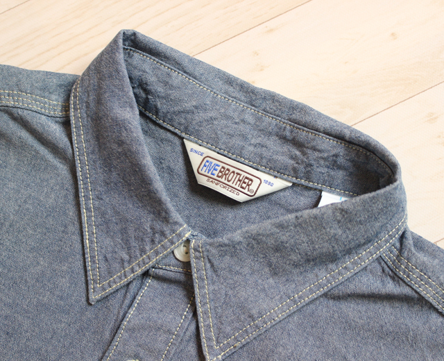 FIVE BROTHER/ファイブブラザー シャンブレーシャツ 長袖 青 ブルー
