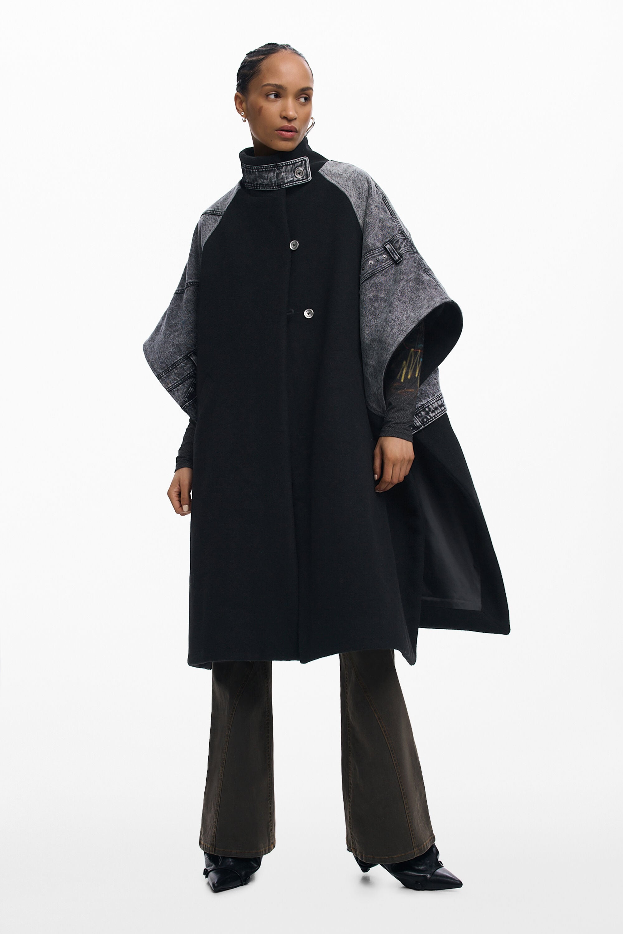 Hybrid denim poncho gray women's accessories I Desigual.com