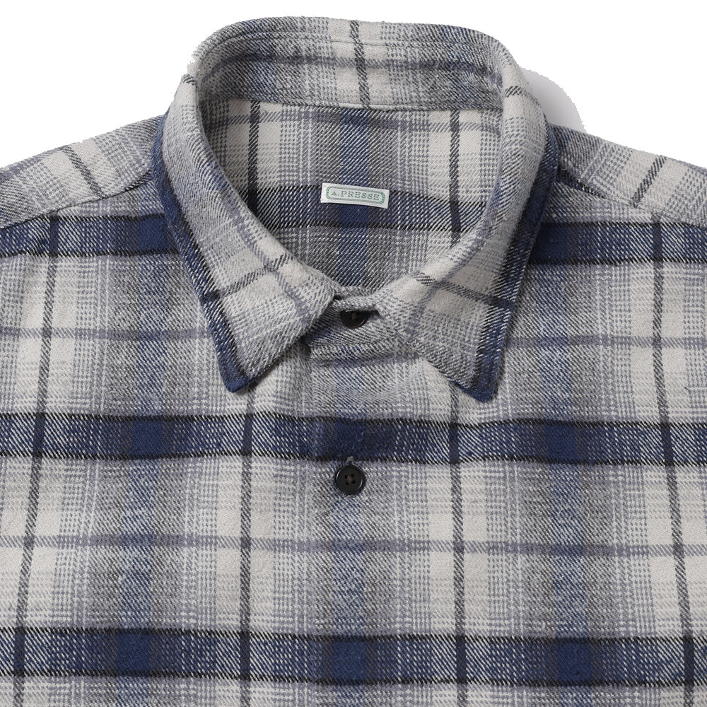 A.PRESSE (ア プレッセ) Vintage Cotton Silk Nep Twill Check Shirt