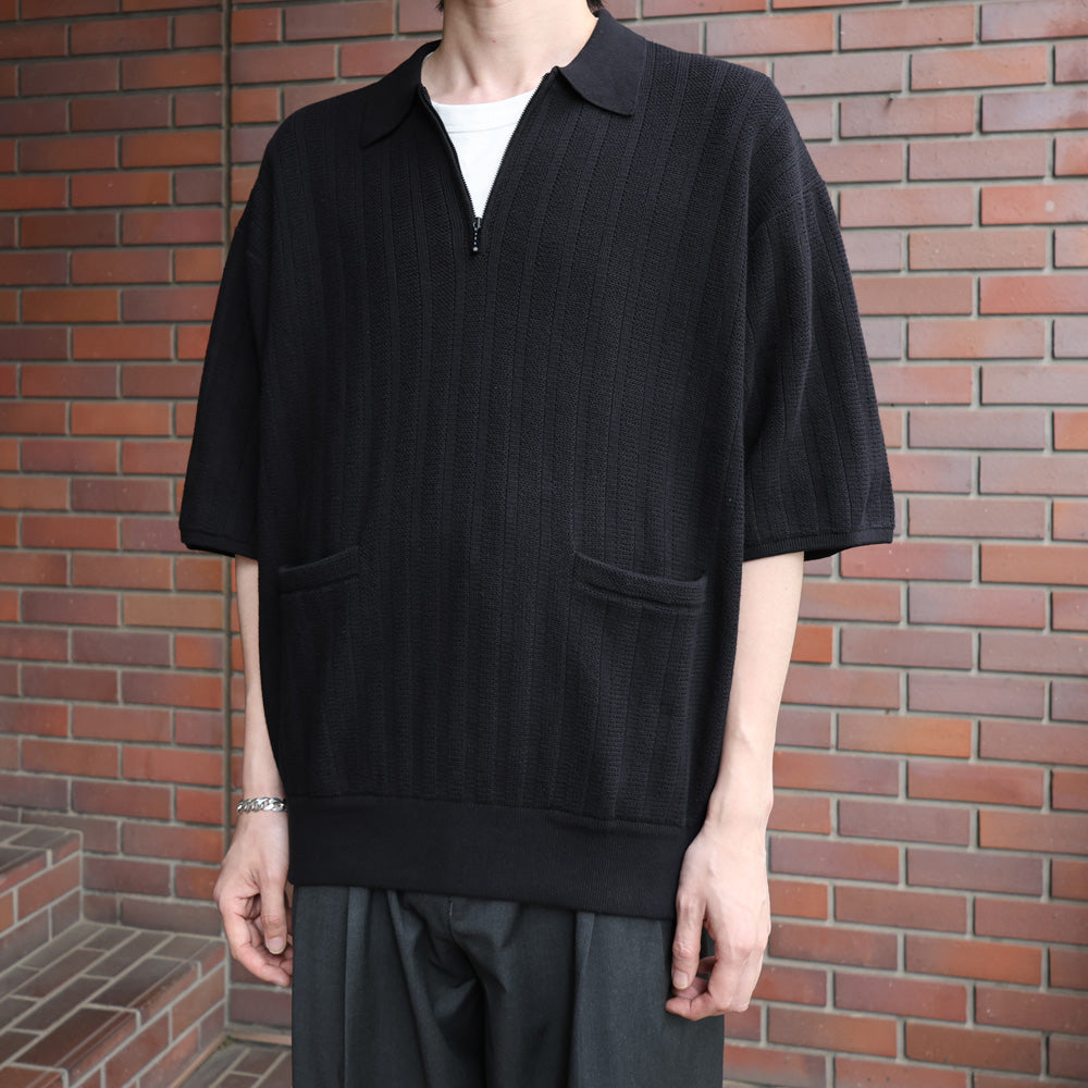 crepuscule(クレプスキュール)Rib Pattern Half Zip Polo (2501-012