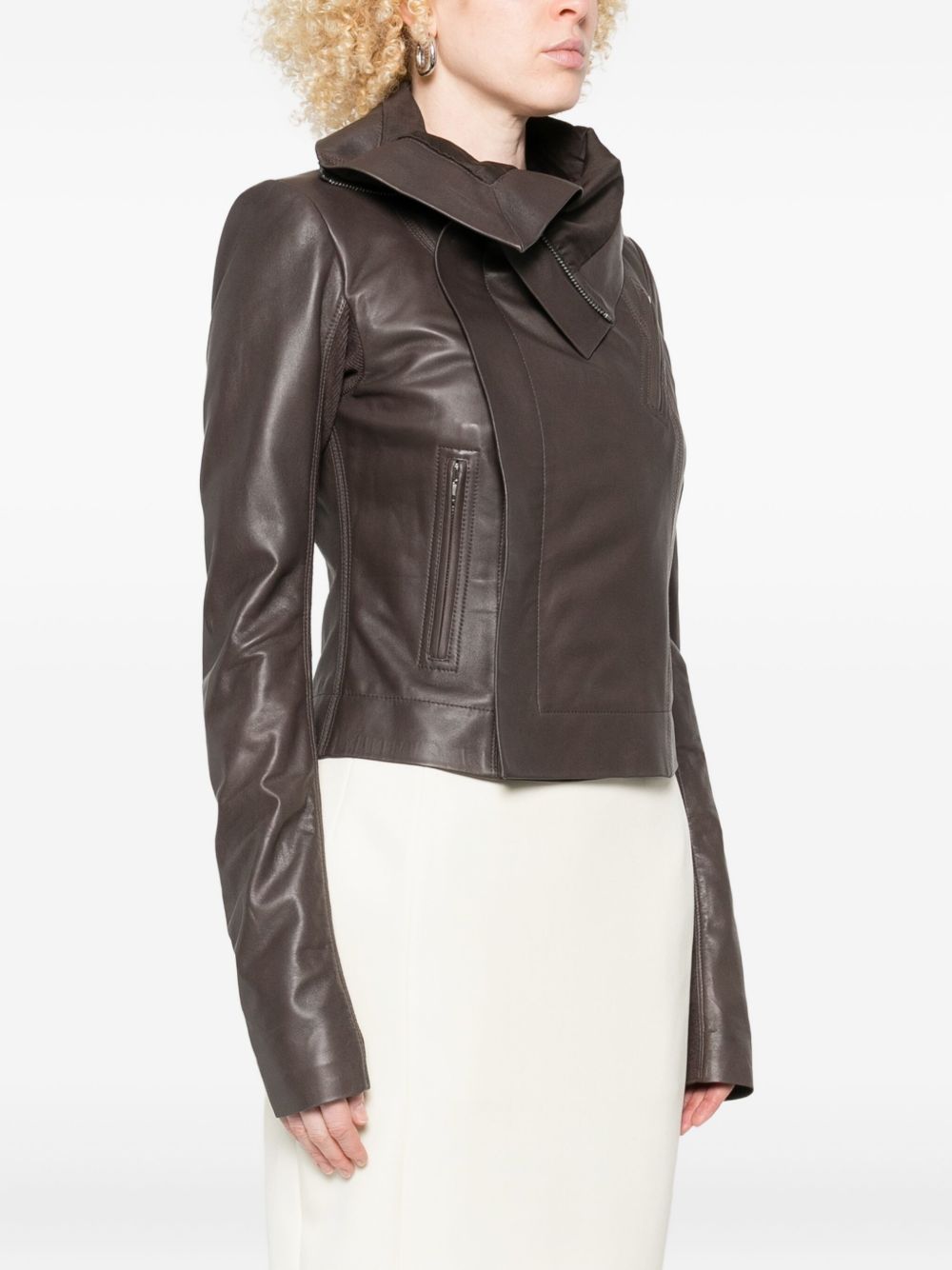 Grey biker leather jacket Rick owens - women - RICK OWENS