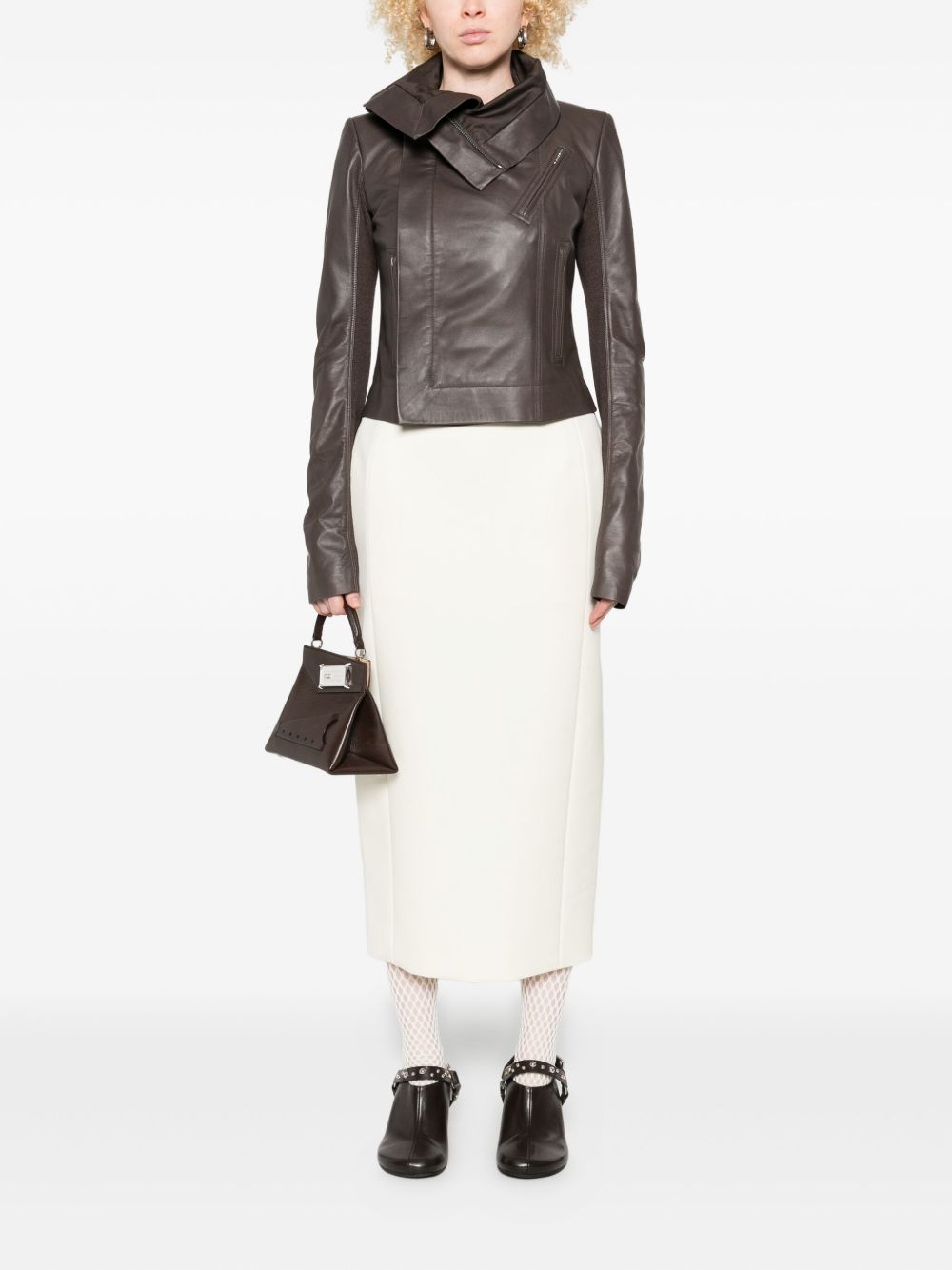 Grey biker leather jacket Rick owens - women - RICK OWENS