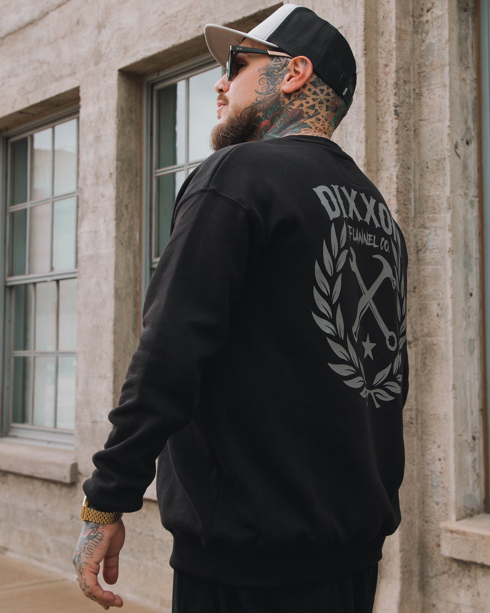 Gray Sketchy Crest Crewneck Sweatshirt by Dixxon | Shop Now