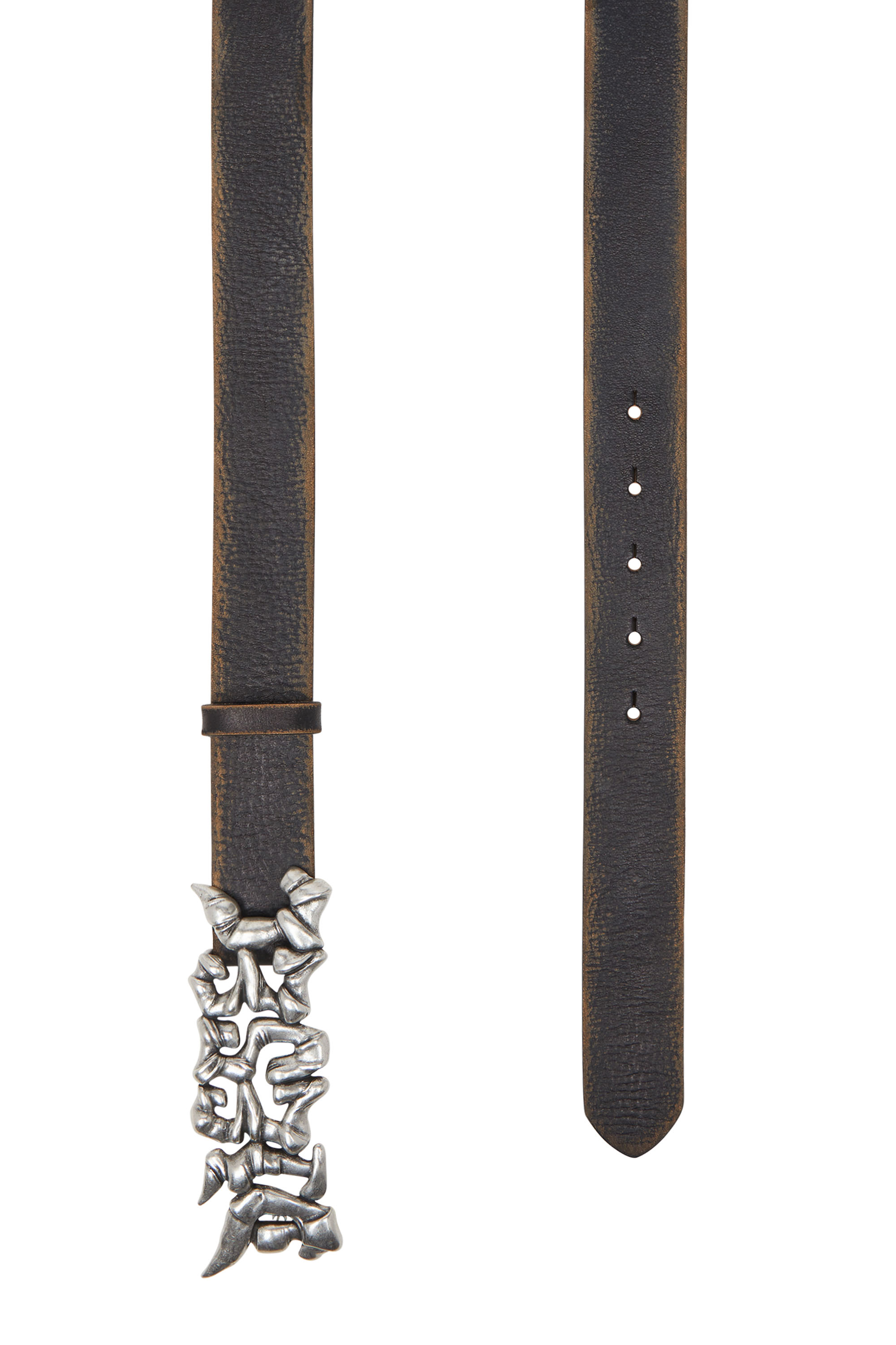 B-1DR STRASS Belt in foiled denim and leather｜ブルー｜ウィメンズ