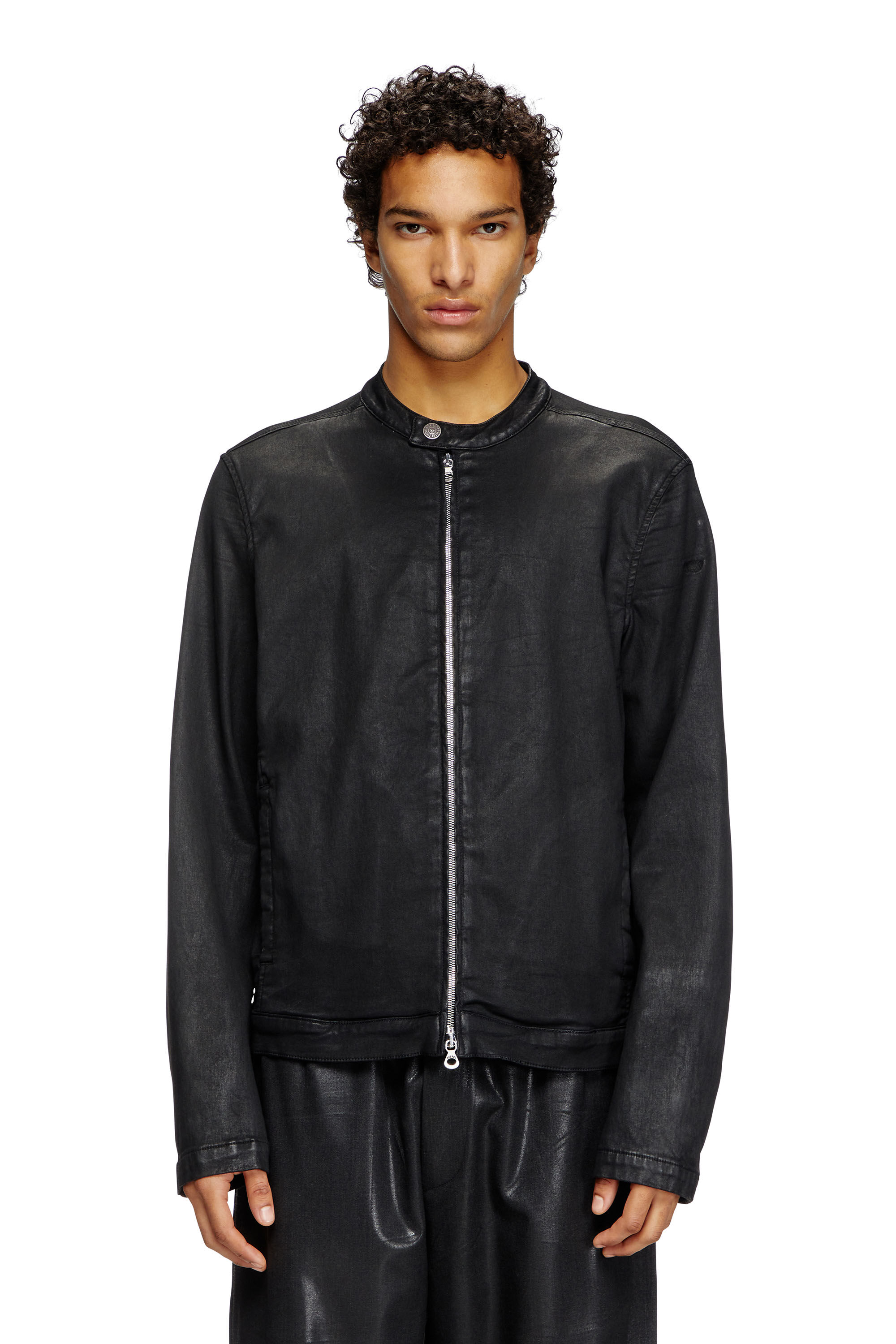 D-GLORY JOGG Moto jacket in coated JoggJeans｜ブラック｜メンズ｜DIESEL