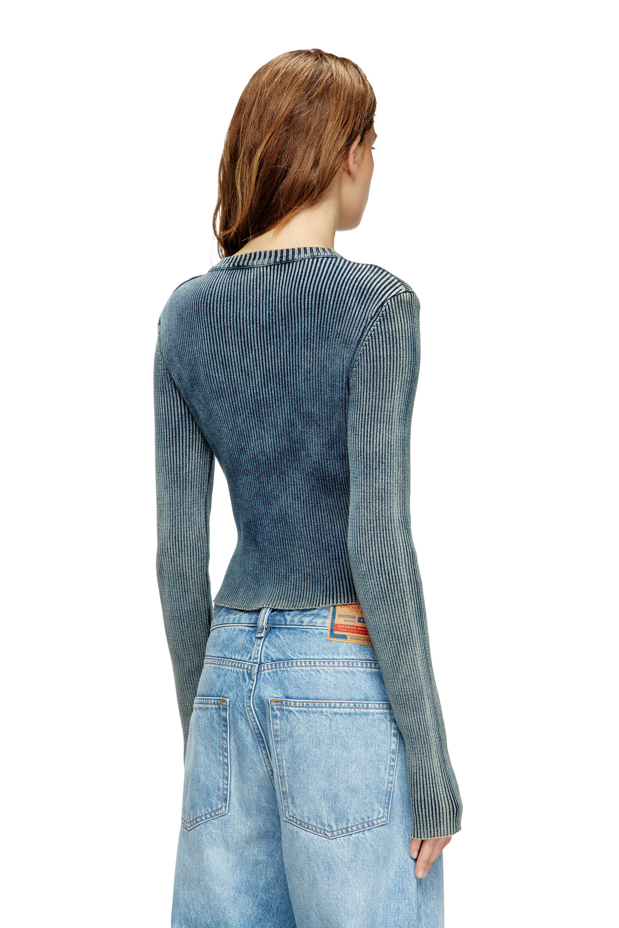 M-ANCHOR-A Rib-knit top with Oval D｜ブルー｜ウィメンズ｜DIESEL