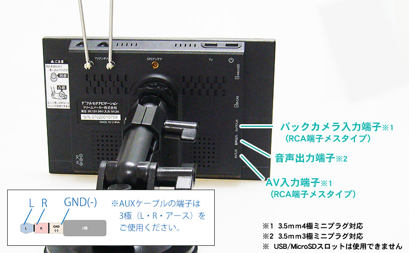 フルセグポータブルナビ「PN0704A」2021年ゼンリン地図「テレビ/AV機能」