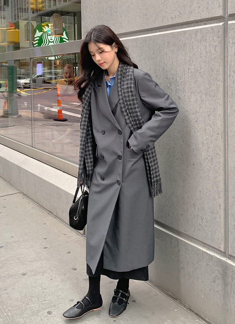 ダブルブレストロングコート | レディースファッション通販 - DHOLIC