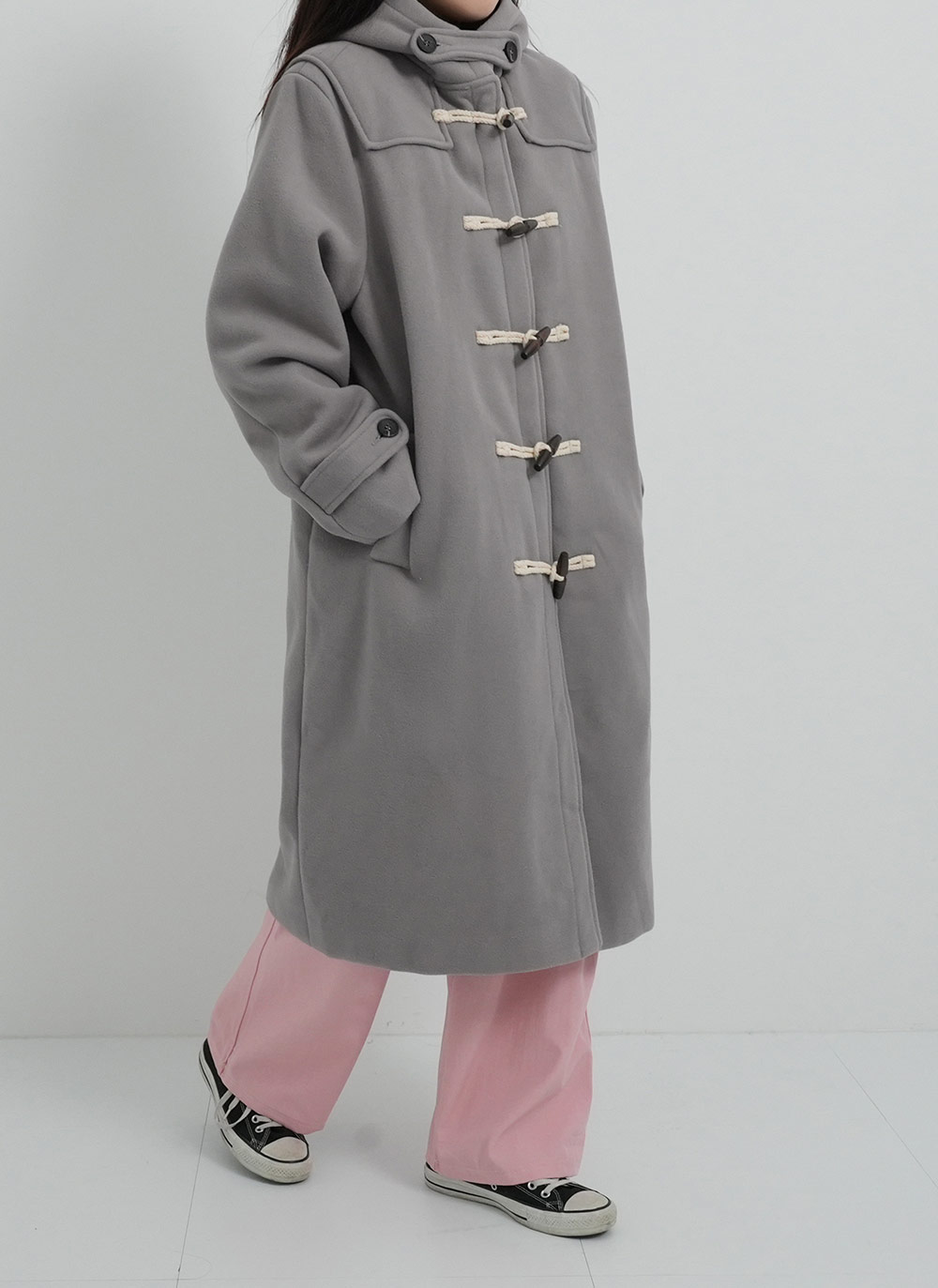 ストラップ付オーバーサイズダッフルコート | レディースファッション