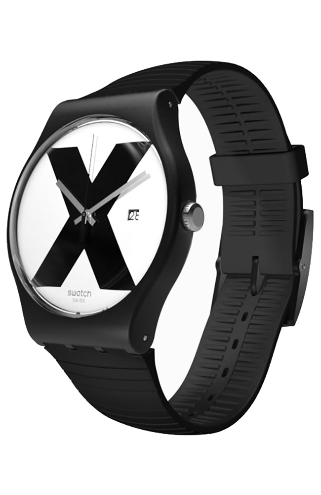 Men's Watch SWATCH XX-Rated Black Rubber Strap SUOB402 - E-oro.gr