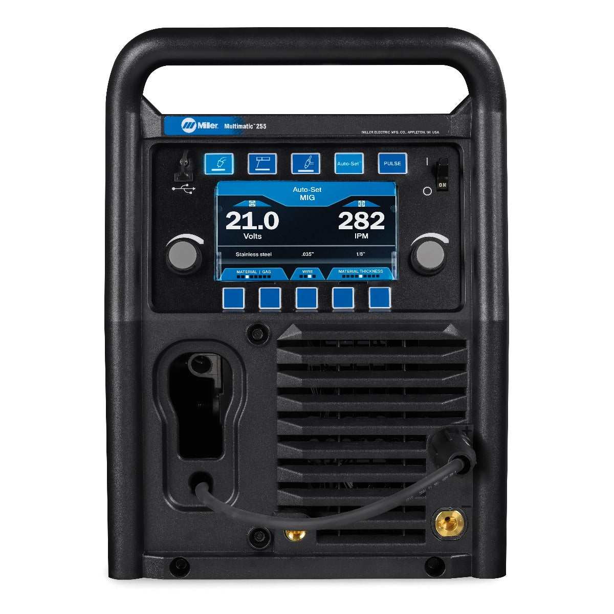 Miller Multimatic 255 Pulsed Multiprocess Welder w/Running Gear and TI